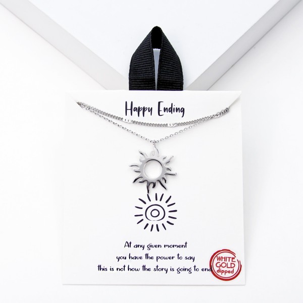 Wholesale dainty Layered Chain Link Necklace Sunburst Pendant L Extender L Hypoa