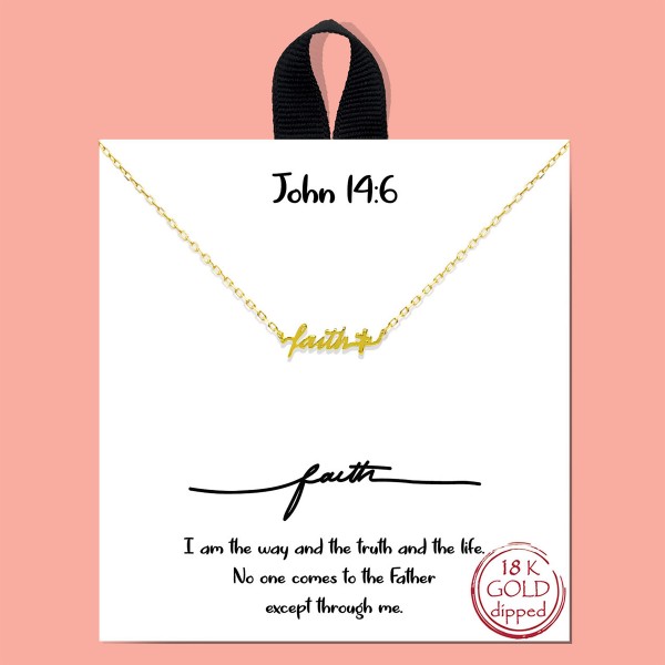 Dainty Chain Link Necklace Featuring "Faith" Pendant

- Approximately 16" L
- Extender 2" L
- Hypoallergenic Brass Base
- 18K Gold or White Gold Dipped
- Made in Korea 
- Card: "I am the way and the trust and the life. No one comes to the Father except through me."