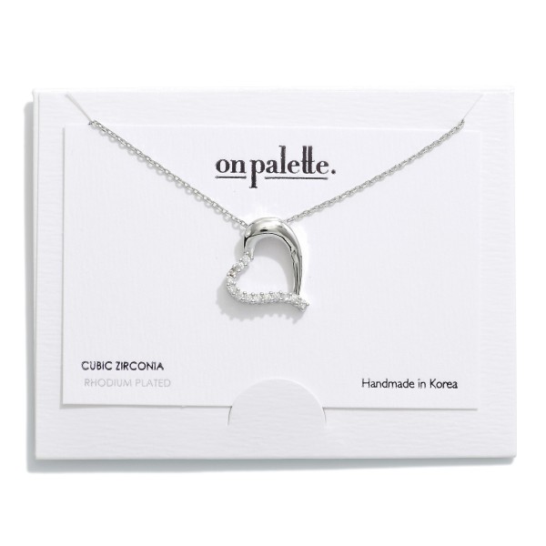 Wholesale dainty Chain Link Necklace Rhinestone Heart Pendant L Extender L Gold