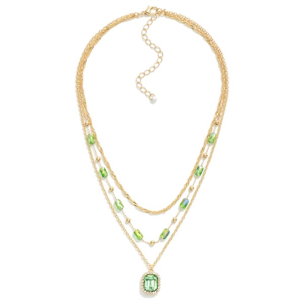 Wholesale layered Metal Chain Link Necklace Rhinestone Accents Rhinestone Pendan