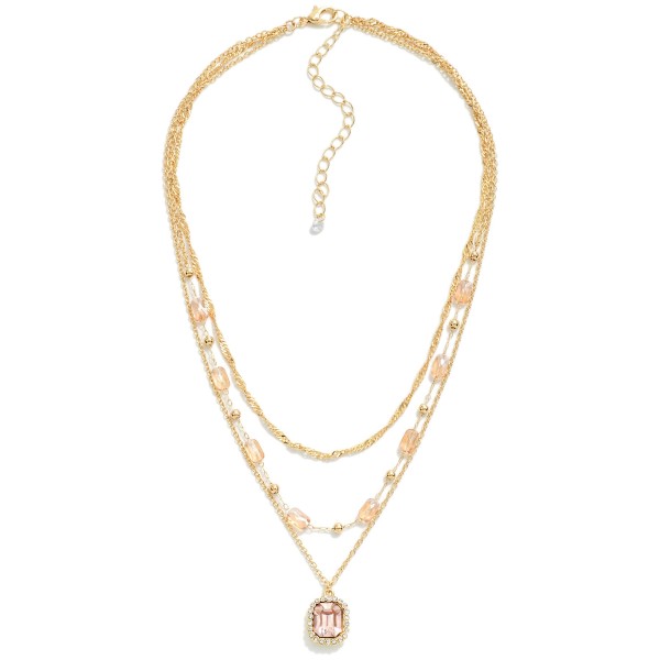 Wholesale layered Metal Chain Link Necklace Rhinestone Accents Rhinestone Pendan