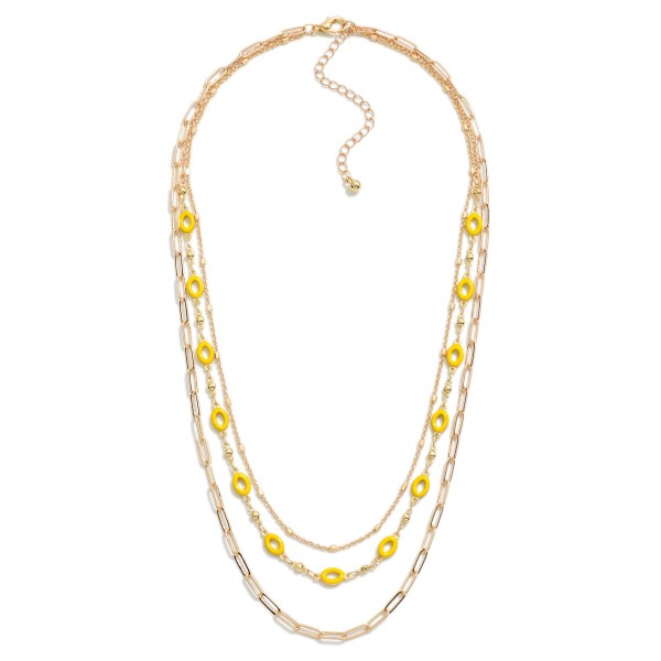 Wholesale set Dainty Chain Link Necklace Enamel Detailing L Extender L
