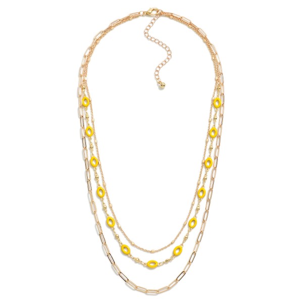 Set of 3 Dainty Chain Link Necklace With Enamel Detailing 

- Approximately 15-17" L
- Extender 3" L