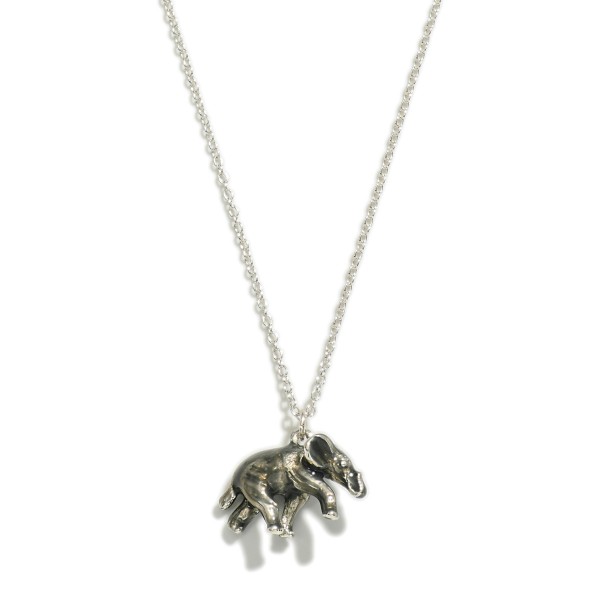 Layered Silver Tone Chain Link Necklace With Elephant Pendant

- Approximately 18" L
- Extender 2.5" L