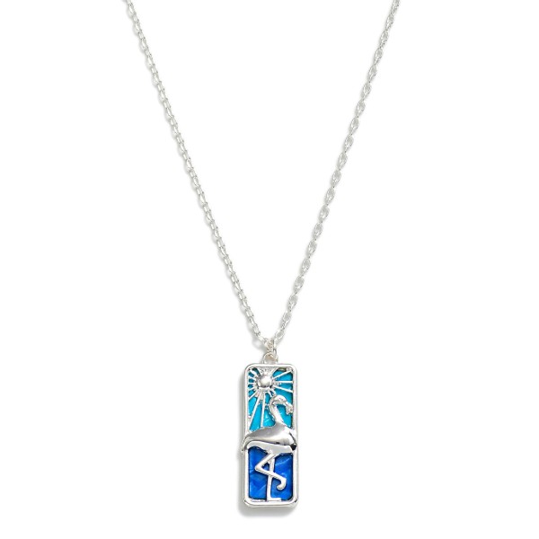 Wholesale chain Link Necklace Flamingo Mother Pearl Bar Pendant L Extender L