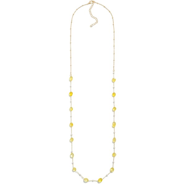 Wholesale glass Stationary Long Necklace Accents Pearl L Extender L