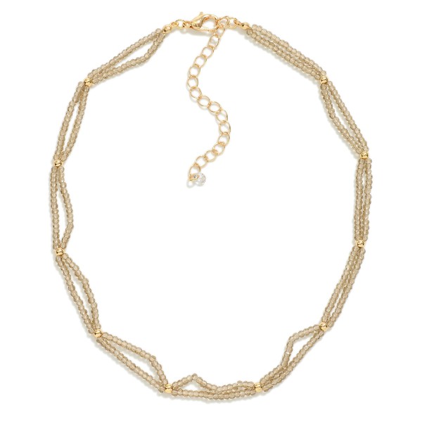 Wholesale two Strand Beaded Necklace Gold Accent Beads L Extender L