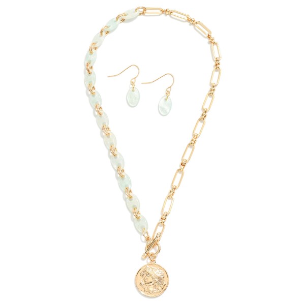 Wholesale glitter Acetate Metal Chain Link Anchor Chain Link Necklace Coin Penda