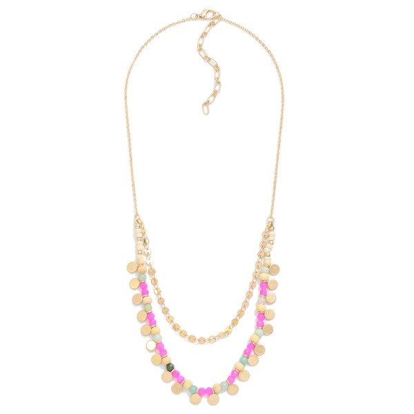 Wholesale chain Link Necklace Beaded Necklace Metal Tassel Details L Extender L
