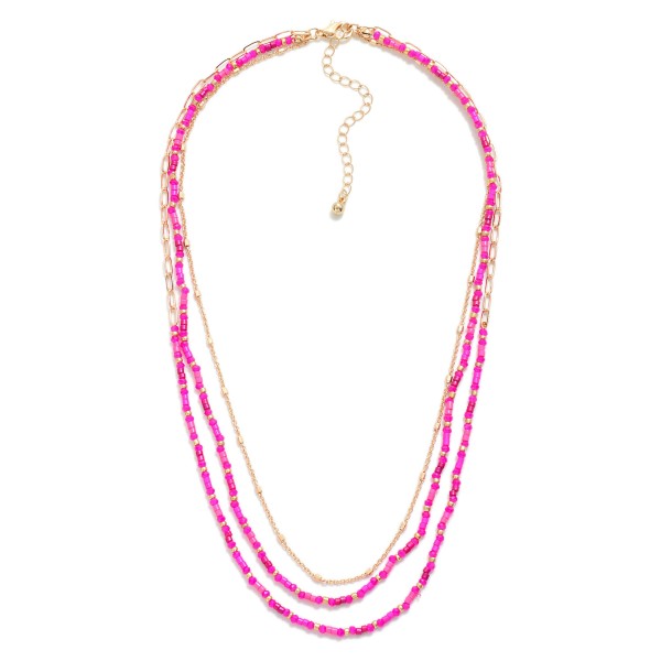 Triple Strand Necklace Featuring Heishi And Chain Link Details

- Approximately 16" L
- Extender 3" L