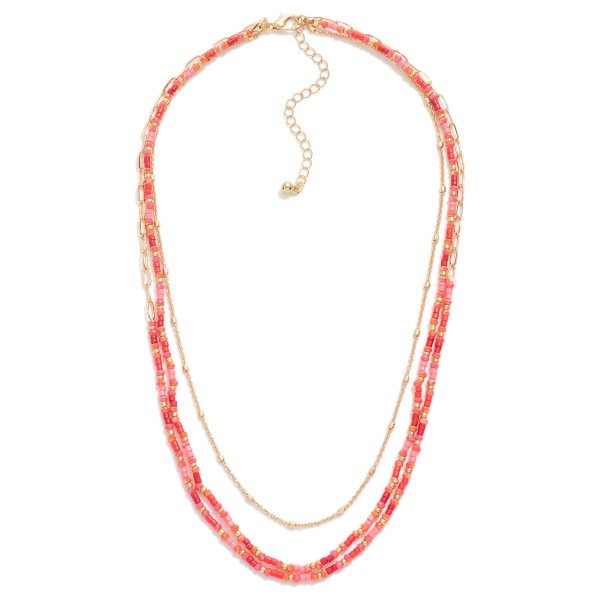 Triple Strand Necklace Featuring Heishi And Chain Link Details

- Approximately 16" L
- Extender 3" L