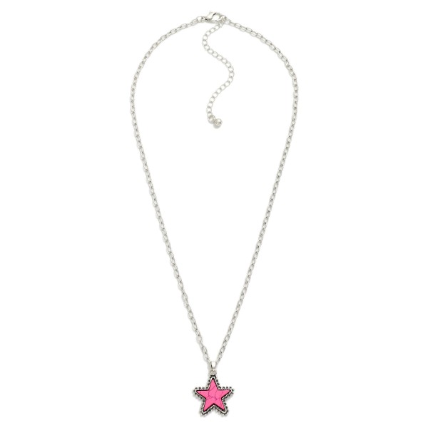 Western Chain Link Necklace Featuring Star Pendant

- Approximately 18" L
- Extender 3" L