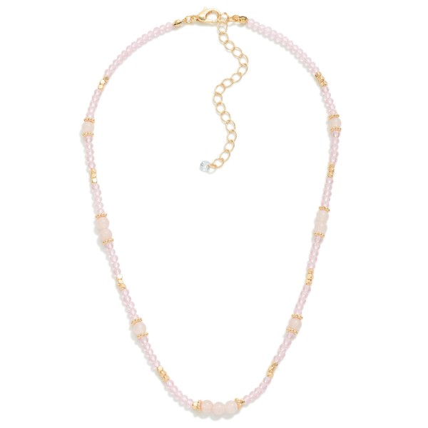 Faceted Beaded Necklace With Gold Details

- Approximately 15" L
- Extender 3" L