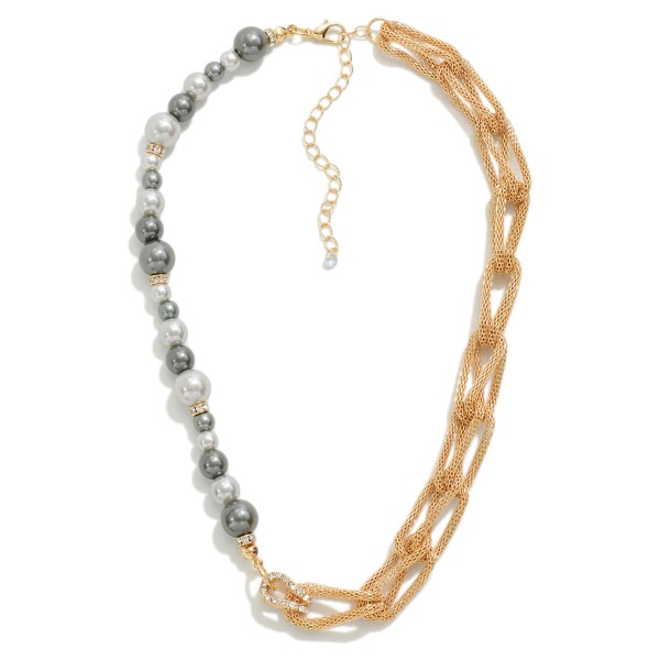 Wholesale mixed Chain Link Pearl Beaded Necklace L Extender L