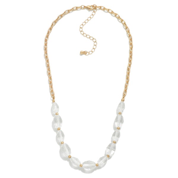 Chain Link Necklace Featuring Faceted Tapered Bead Details

- Approximately 18" L
- Extender 3" L