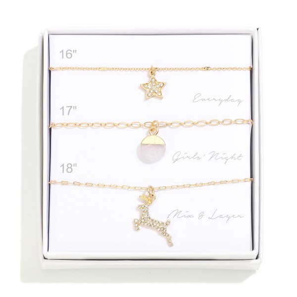 Wholesale set Three Chain Link Christmas Necklace Sets Rhinestone Accents L Exte