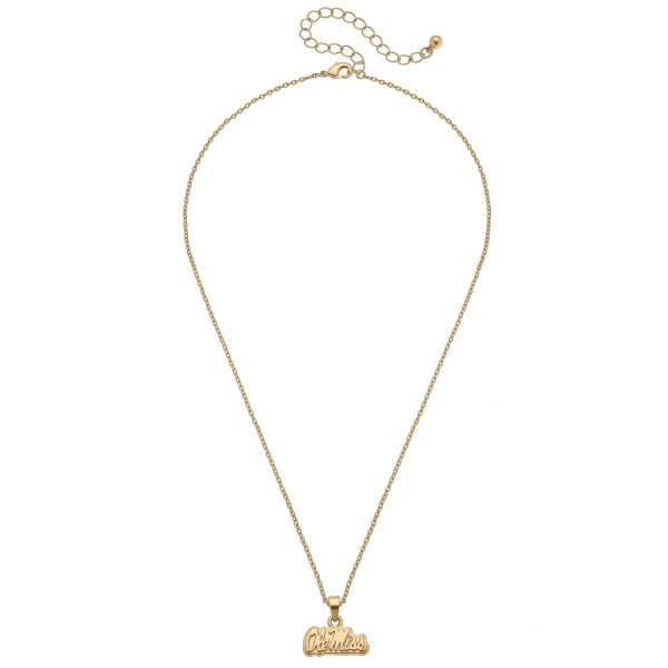 NCAA Officially Licensed 24K Gold Plated Pendant Necklace 

- NCAA Officially Licensed
- Nickel Free Base Metal With 24K Gold Plating
- Approximately 16" L 
- Extender 3" L