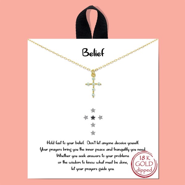 Wholesale dainty Chain Link Necklace Cubic Zirconia Cross Pendant Hypoallergenic