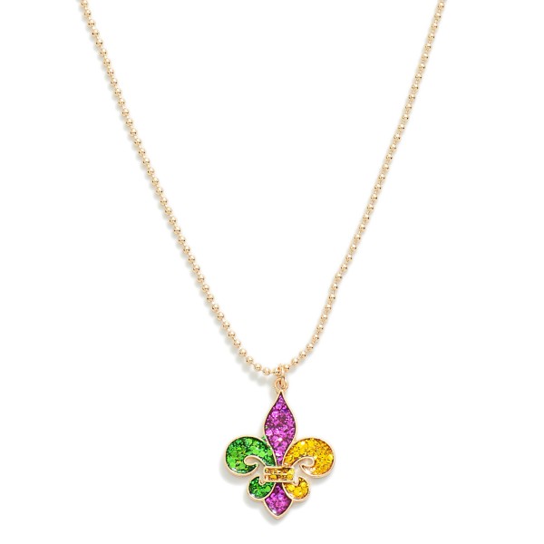Wholesale glitter Fleur de Lis Pendant Necklace L Extender L