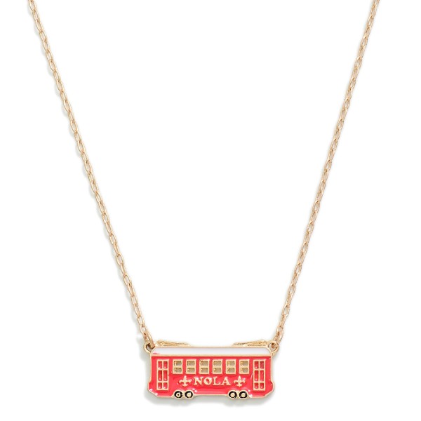 Dainty Chain Link Necklace Featuring NOLA Trolley Pendant

- Approximately 16" L
- Extender 3" L 