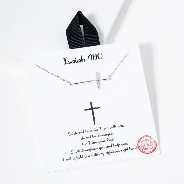 Dainty Chain Link Necklace Featuring Cross Pendant

- Approximately 16" L
- Extender 2" L
- Hypoallergenic Brass Base
- 18K Gold or White Gold Dipped
- Made in Korea
- Card: "So do not fear, for I am with you; do not be dismayed, for I am your God. I will strengthen you and help you; I will uphold you with my righteous right hand."