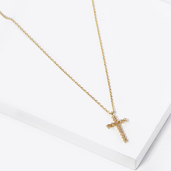 Dainty Chain Link Necklace Featuring CZ Cross Pendant
- Gold Dipped
- Cubic Zirconia
- Hypoallergenic Brass Base
- Approximately 16" L
- Extender 2" L
- Made in Korea
- Lead & Nickel Free
Card Reads: 'Trust in the LORD with all your heart and lean not on your own understanding; in all your ways submit to him, and he will make your paths straight.'