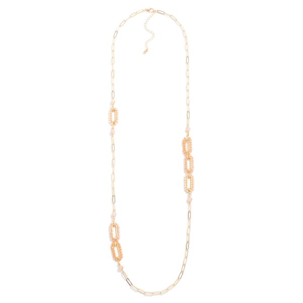 Metal Chain Link Necklace With Faceted Bead Details

-  Approximately 32" L
- Extender 2" L