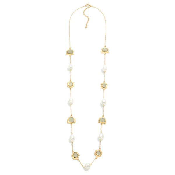 Wholesale long Chain Link Necklace Pearls Faceted Crystal Charms L Extender L