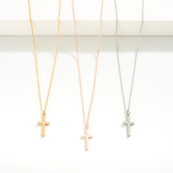 Dainty Chain Link Necklace Featuring Cross Pendant
- Approximately 16" L
- Extender 3" L