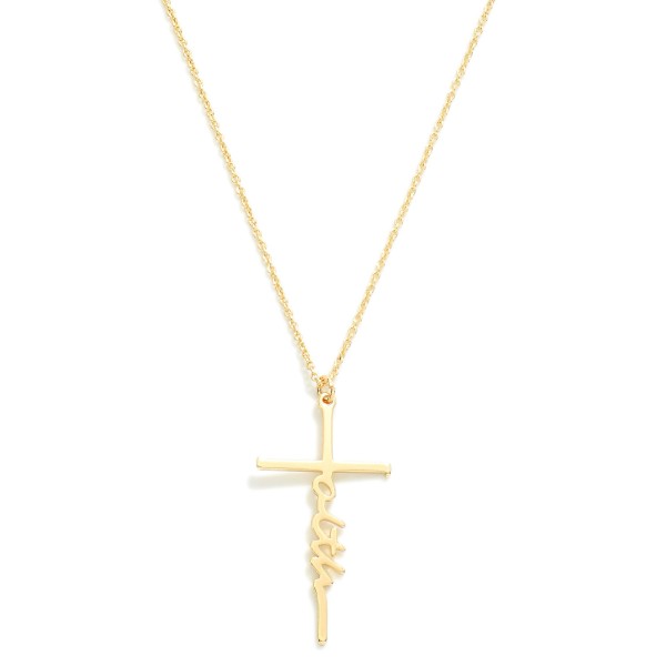 Chain Link Necklace Featuring "Faith" Cross Pendant

- Approximately 16" L
- Extender 3" L