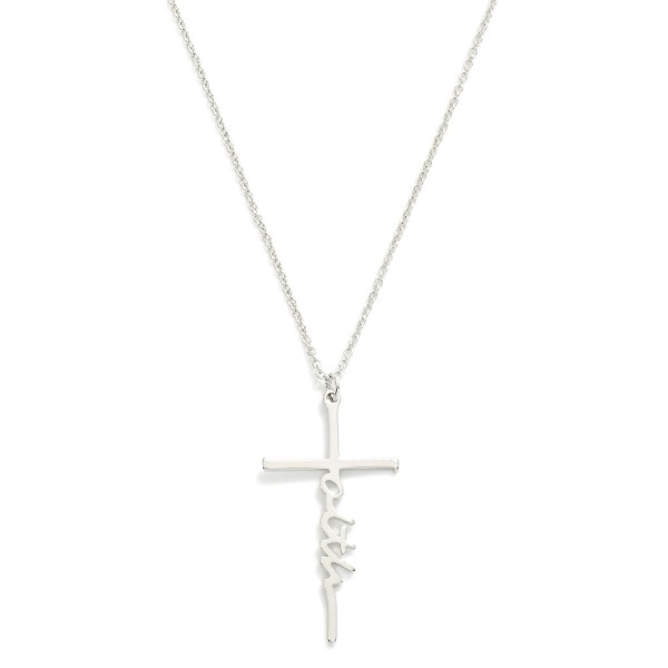 Chain Link Necklace Featuring "Faith" Cross Pendant

- Approximately 16" L
- Extender 3" L