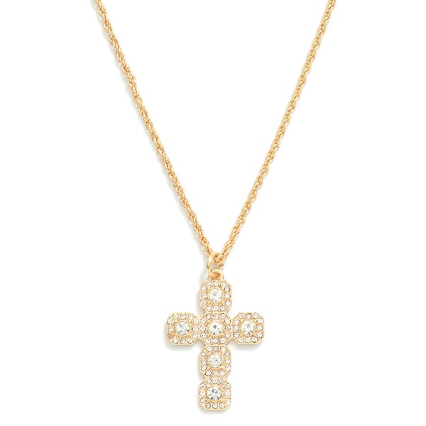 Rope Chain Necklace With Rhinestone Cross Pendant

- Approximately 18" L
- Extender 3" L