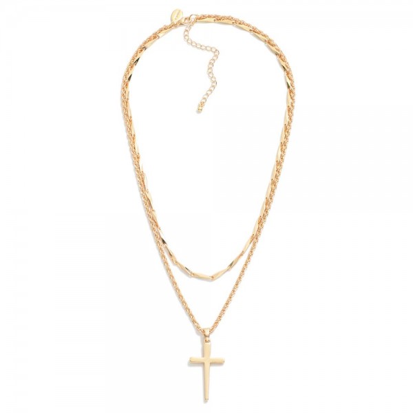 Wholesale layered Chain Link Necklace Cross Pendant L Extender L