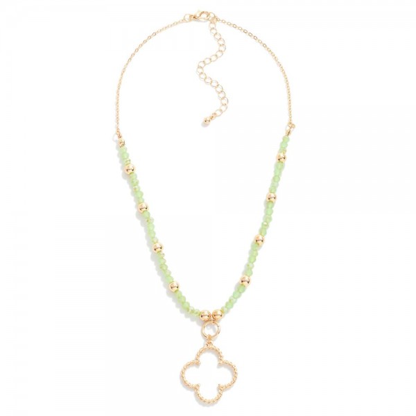 Wholesale faceted Beaded Necklace Clover Pendant L Extender L