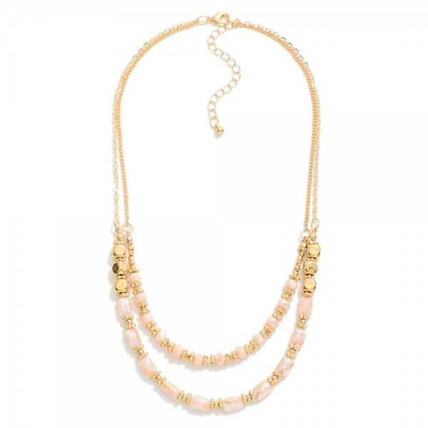 Layered Chain Link Necklace Featuring Faceted Beads

- Approximately 16" L
- Extender 3" L