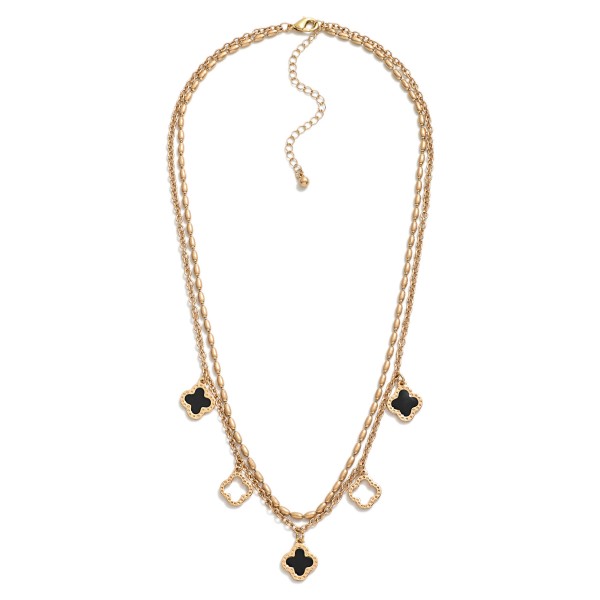 Wholesale layered Beaded Chain Link Necklace Clover Stations L Extender L