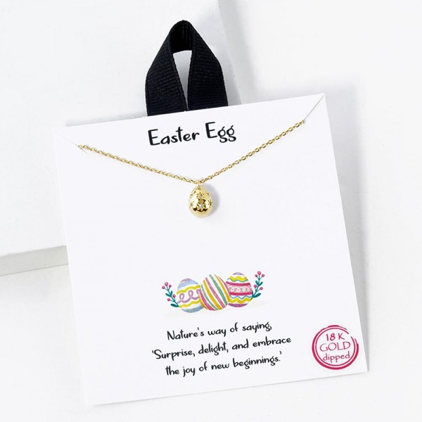 Dainty Chain Link Necklace Featuring Easter Egg Pendant

- Gold Dipped
- Hypoallergenic Brass Base
- Approximately 16" L
- Extender 2" L
- Made in Korea
- Lead & Nickel Free

Card Reads: Nature's way of saying 'Surprise, delight, and embrace the joy of new beginnings.'