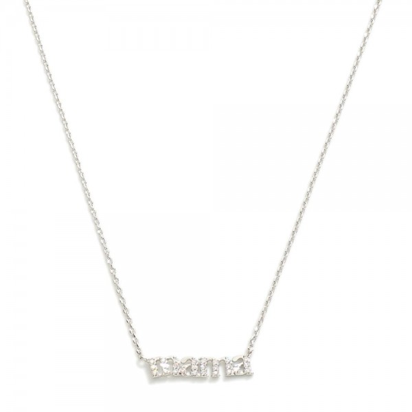 Gold Dipped "mama" Dainty Chain Link Necklace With Rhinestone Detail 

- Approximately 15" L
- Extender 2" L