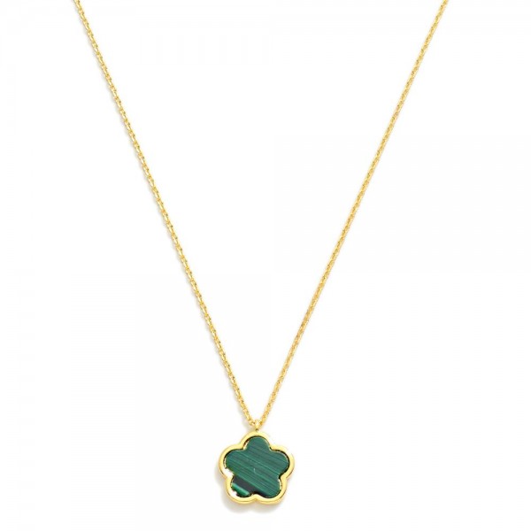 Gold Dipped Dainty Chain Link Necklace Featuring Flower Pendant 

- Approximately 15" L
- Extender 2" L 