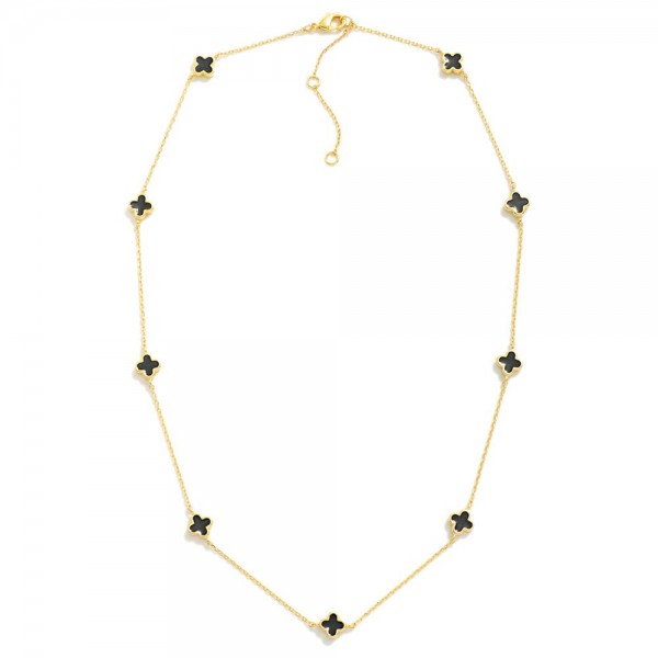 Wholesale dainty Gold Dipped Chain Link Necklace Clover Stations L Extender L