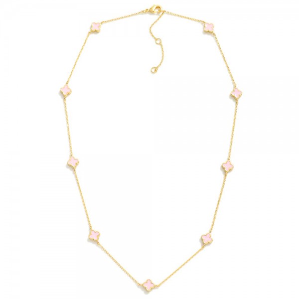 Dainty Gold Dipped Chain Link Necklace Featuring Clover Stations

- Approximately 16" L
- Extender 2" L 