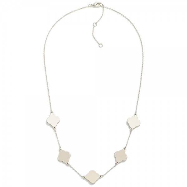 Wholesale gold Dipped Chain Link Necklace Metal Clover Stations L Extender L
