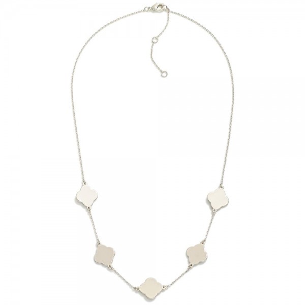 Gold Dipped Chain Link Necklace Featuring Metal Tone Clover Stations

- Approximately 16" L
- Extender 2" L