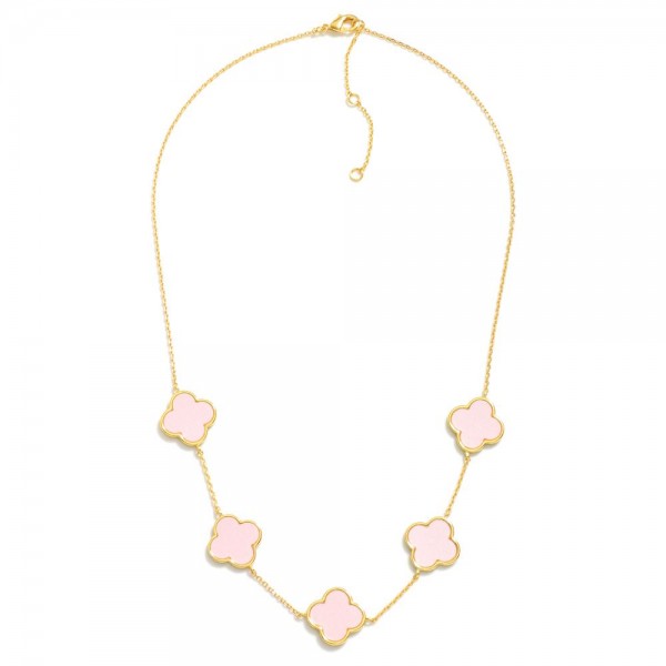 Gold Dipped Dainty Chain Link Necklace Featuring Clover Stations 

- Approximately 14" L
- Extender 2" L