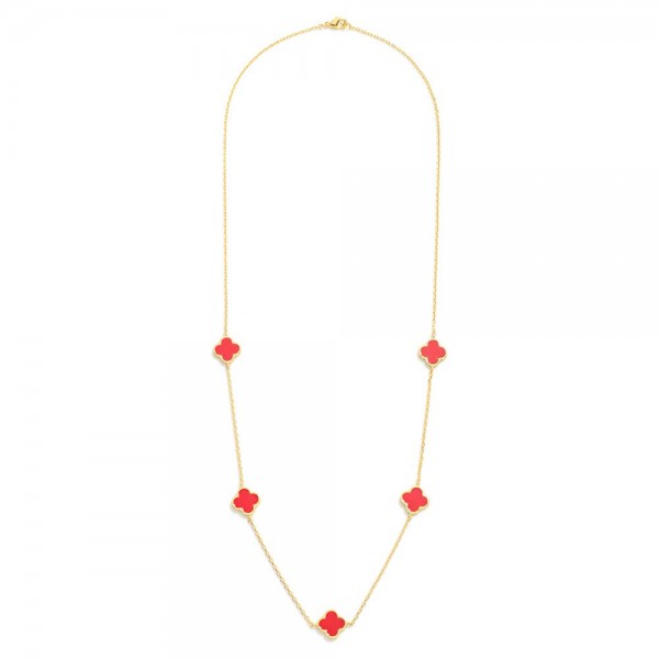 Wholesale gold Dipped Chain Link Necklace Clover Stations L No Extender