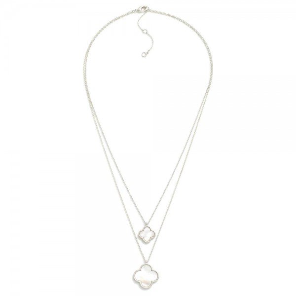 Layered Gold Dipped Chain Link Necklace Featuring Clover Pendants 

- Approximately 18" L
- Extender 2" L