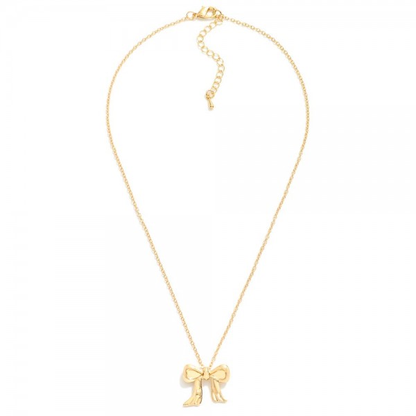 Wholesale simple Chain Link Necklace Bow Pendant L Extender L