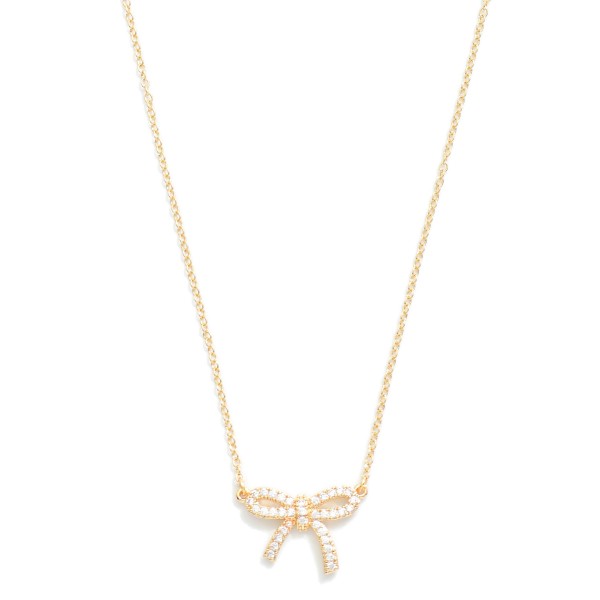 Wholesale chain Link Necklace Rhinestone Studded Bow Pendant L Extender L