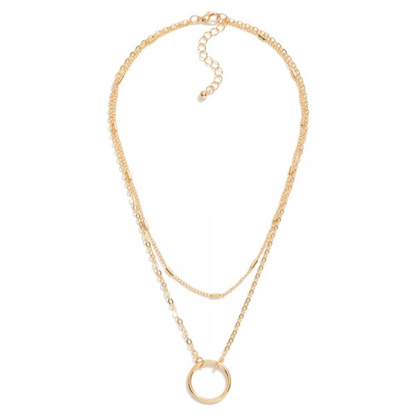 Wholesale layered Chain Link Necklace Bar Ring Stations L Extender L