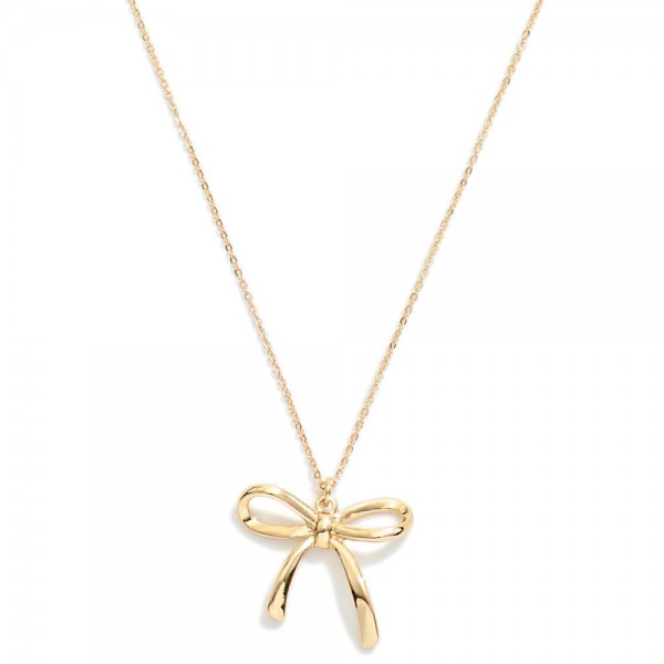 Wholesale dainty Chain Link Necklace Metal Bow Pendant L Extender L